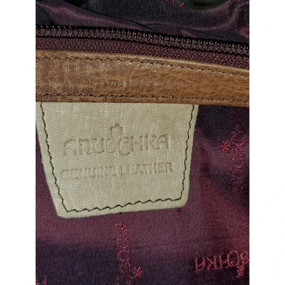 Anuschka Shoulder Bag Purse Tropical Paradise Hibiscus Leather Hand Painted - Picture 8 of 10